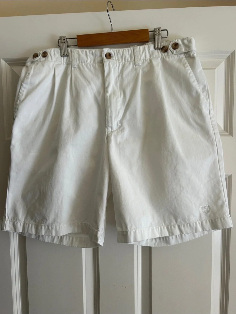 Vintage Givenchy White Cotton Button-Accent Shorts